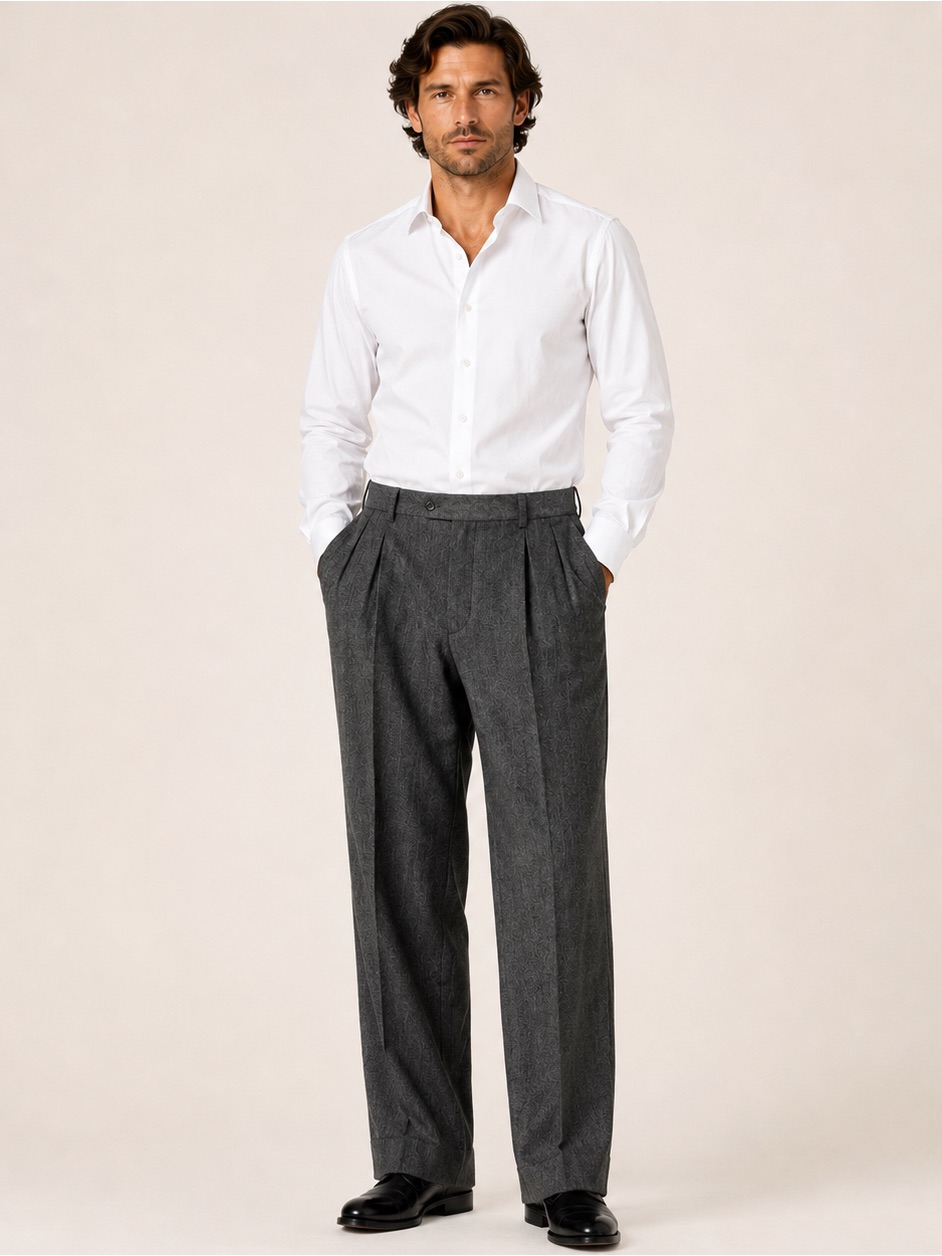 Dunhill Lennox Gray Wool Pleated Dress Pants Made Italy 36x32 No Cuff 52